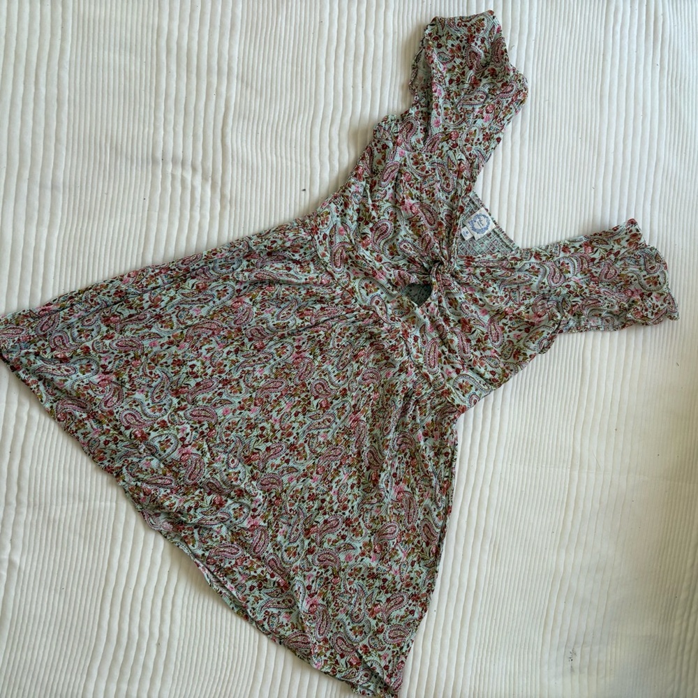 Blue Rain Floral Short Sleeve Dress